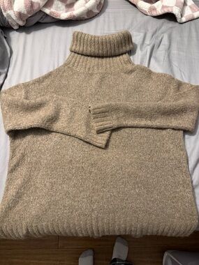 Olivaceous Beige Turtleneck Sweater